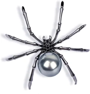 Retro Punk Spider Brooch Pins for Men Women With Faux Pearl,Vintage Shiny Crystal Rhinestone Spider Brooch Pin Halloween Costume Party Decoration Accessories Jewelry