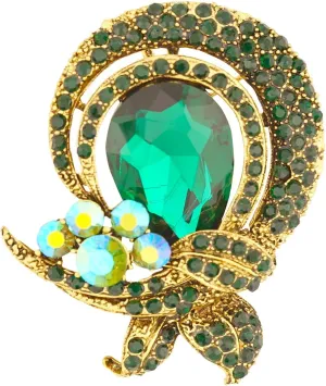 Rhinestone Glitter Badge Brooch Pin Scarf Accessory Workplace Wedding Party Vintage Gold Tone