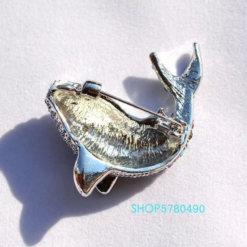 Rhinestone Whale Brooch