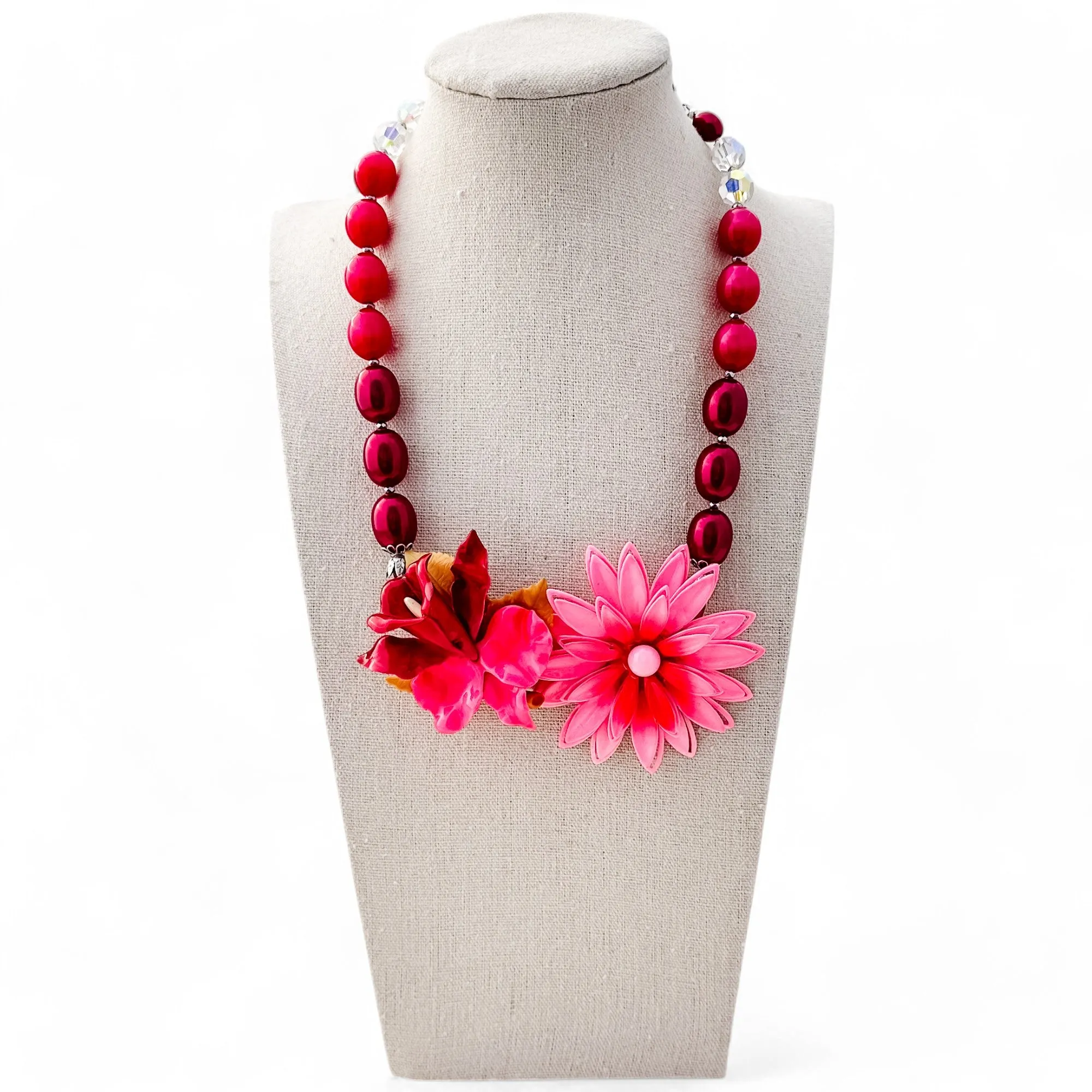 Rich Raspberry Collage Necklace
