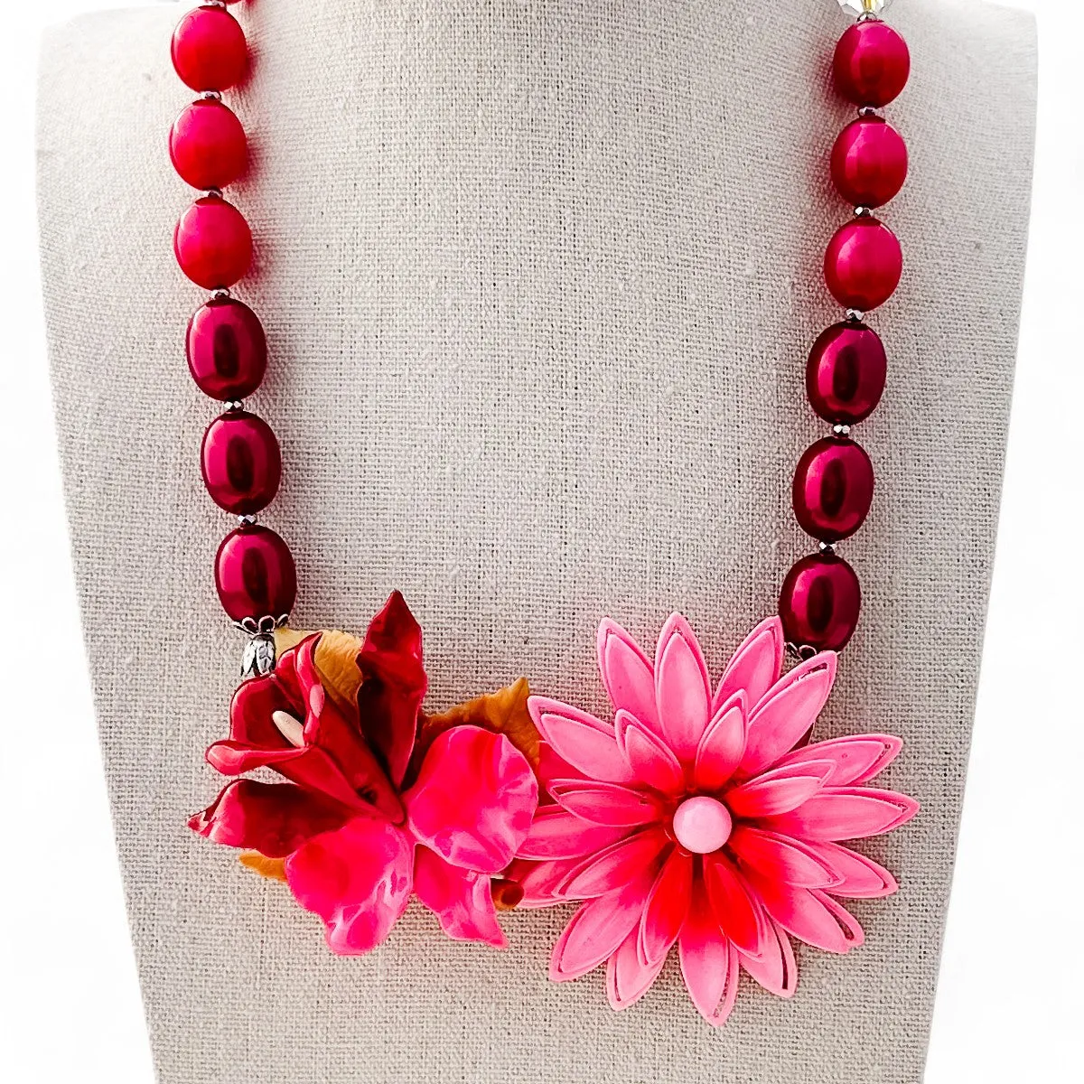 Rich Raspberry Collage Necklace