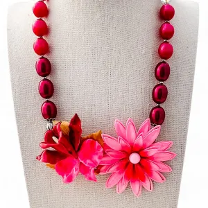 Rich Raspberry Collage Necklace