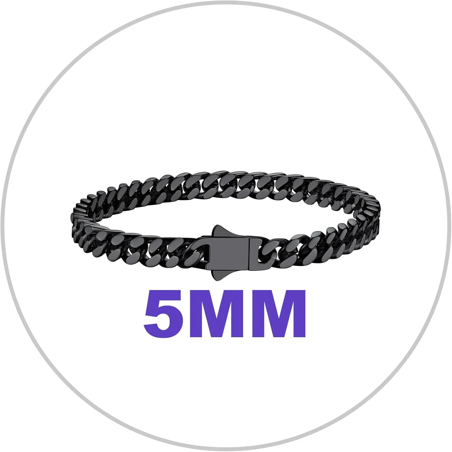 Richsteel 5/7/9/12mm Wide Miami Cuban Link Chain Bracelet for Men Women,Father's Day Stainless Steel Chain Bracelet,7.4/8.2/9 Inch Length,Hip Hop Urban Street-wear Jewelry