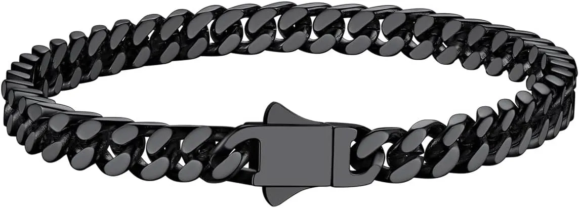 Richsteel 5/7/9/12mm Wide Miami Cuban Link Chain Bracelet for Men Women,Father's Day Stainless Steel Chain Bracelet,7.4/8.2/9 Inch Length,Hip Hop Urban Street-wear Jewelry
