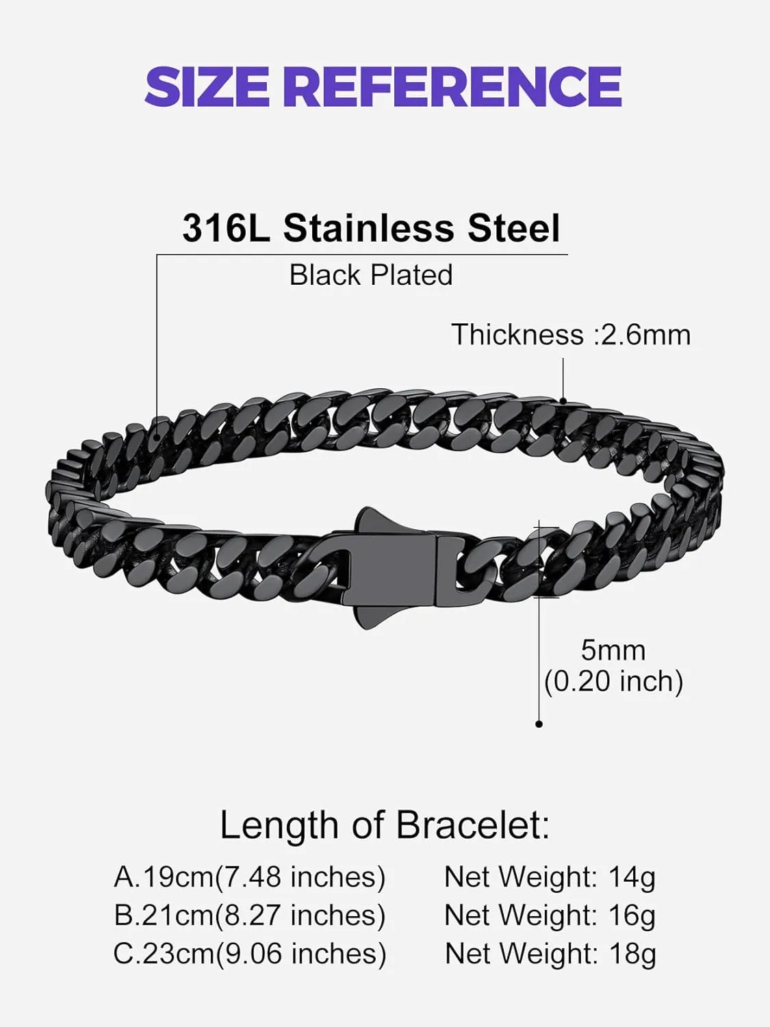 Richsteel 5/7/9/12mm Wide Miami Cuban Link Chain Bracelet for Men Women,Father's Day Stainless Steel Chain Bracelet,7.4/8.2/9 Inch Length,Hip Hop Urban Street-wear Jewelry