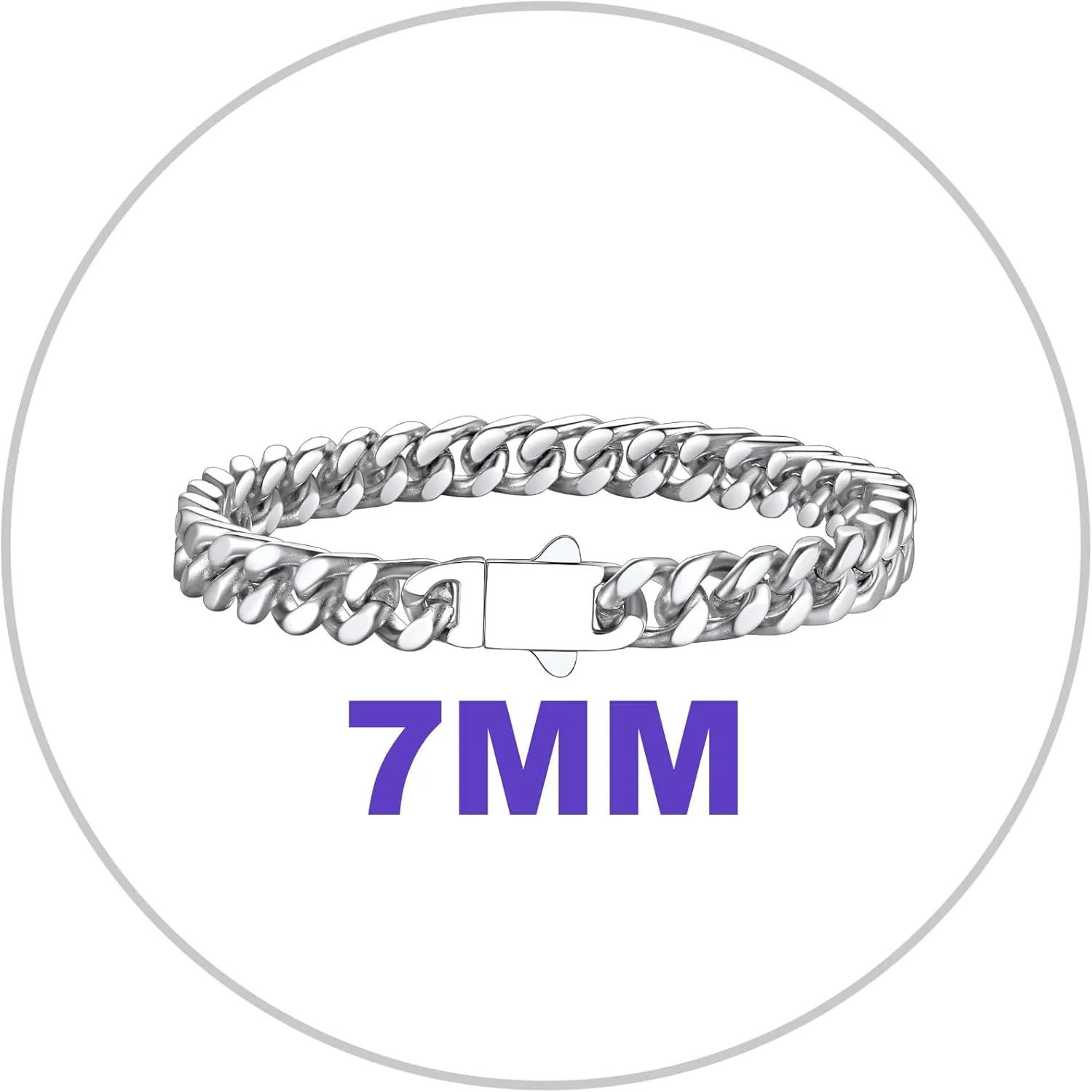Richsteel 5/7/9/12mm Wide Miami Cuban Link Chain Bracelet for Men Women,Father's Day Stainless Steel Chain Bracelet,7.4/8.2/9 Inch Length,Hip Hop Urban Street-wear Jewelry