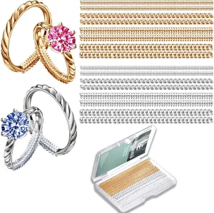 Ring Size Adjuster for Loose Rings - Invisible Ring Guards for Women Loose Rings,16Pcs-4 Sizes,Transparent Spiral Silicone Ring Sizers Set (Gold Clear Colors