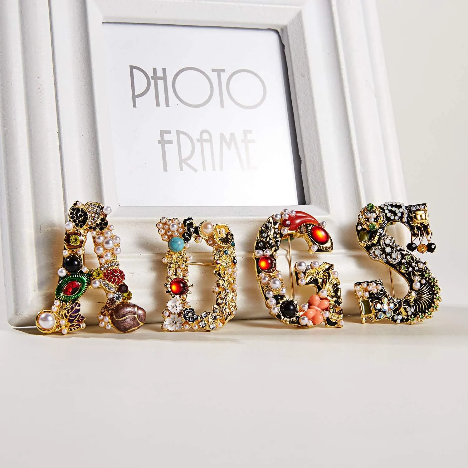 RINHOO Pearl Initial Brooch Pin Crystal A-Z 26 Alphabet Letters Brooch Colorful Enamel Breastpin Pin Jewelry for Women Gifts