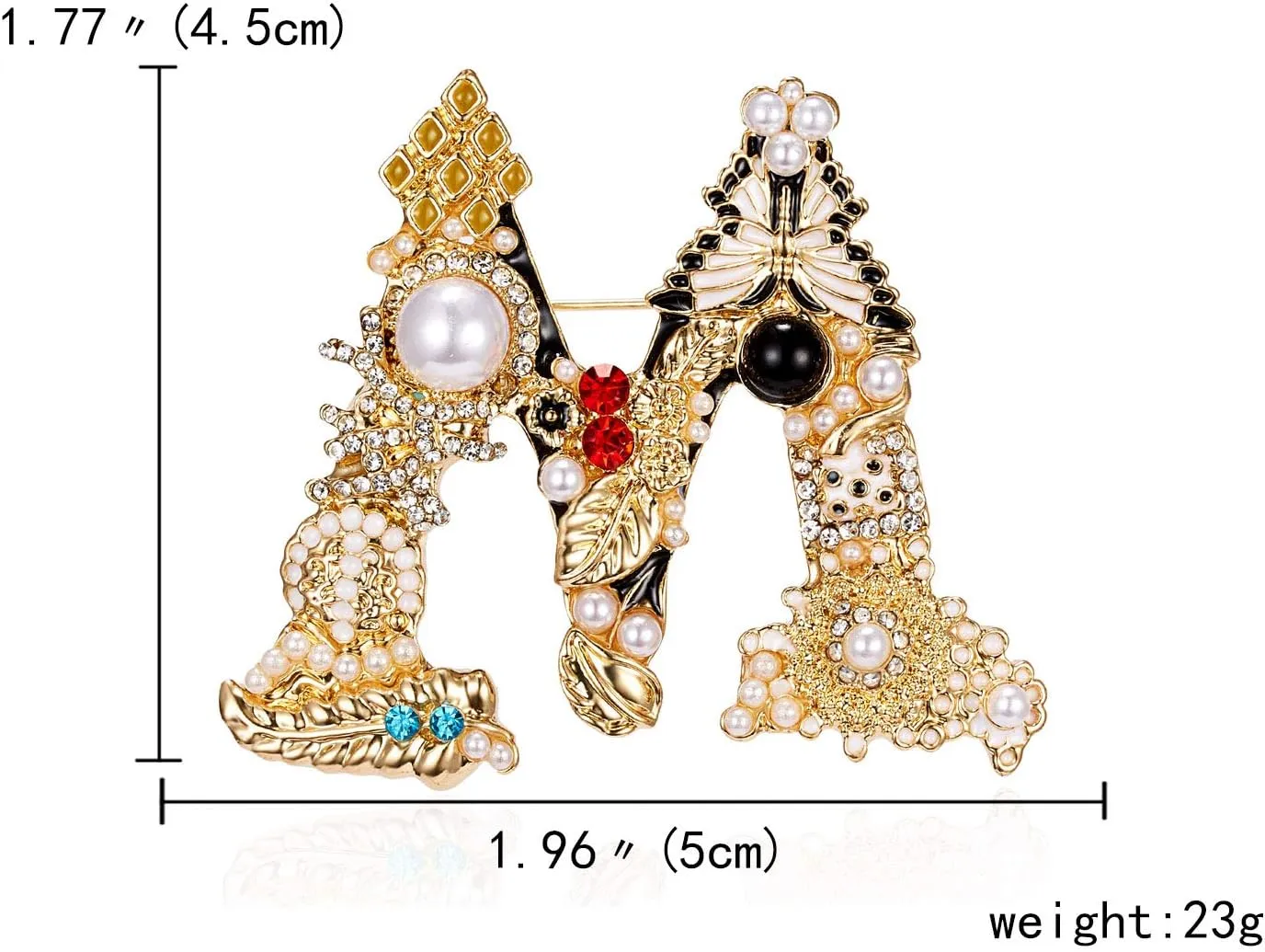RINHOO Pearl Initial Brooch Pin Crystal A-Z 26 Alphabet Letters Brooch Colorful Enamel Breastpin Pin Jewelry for Women Gifts