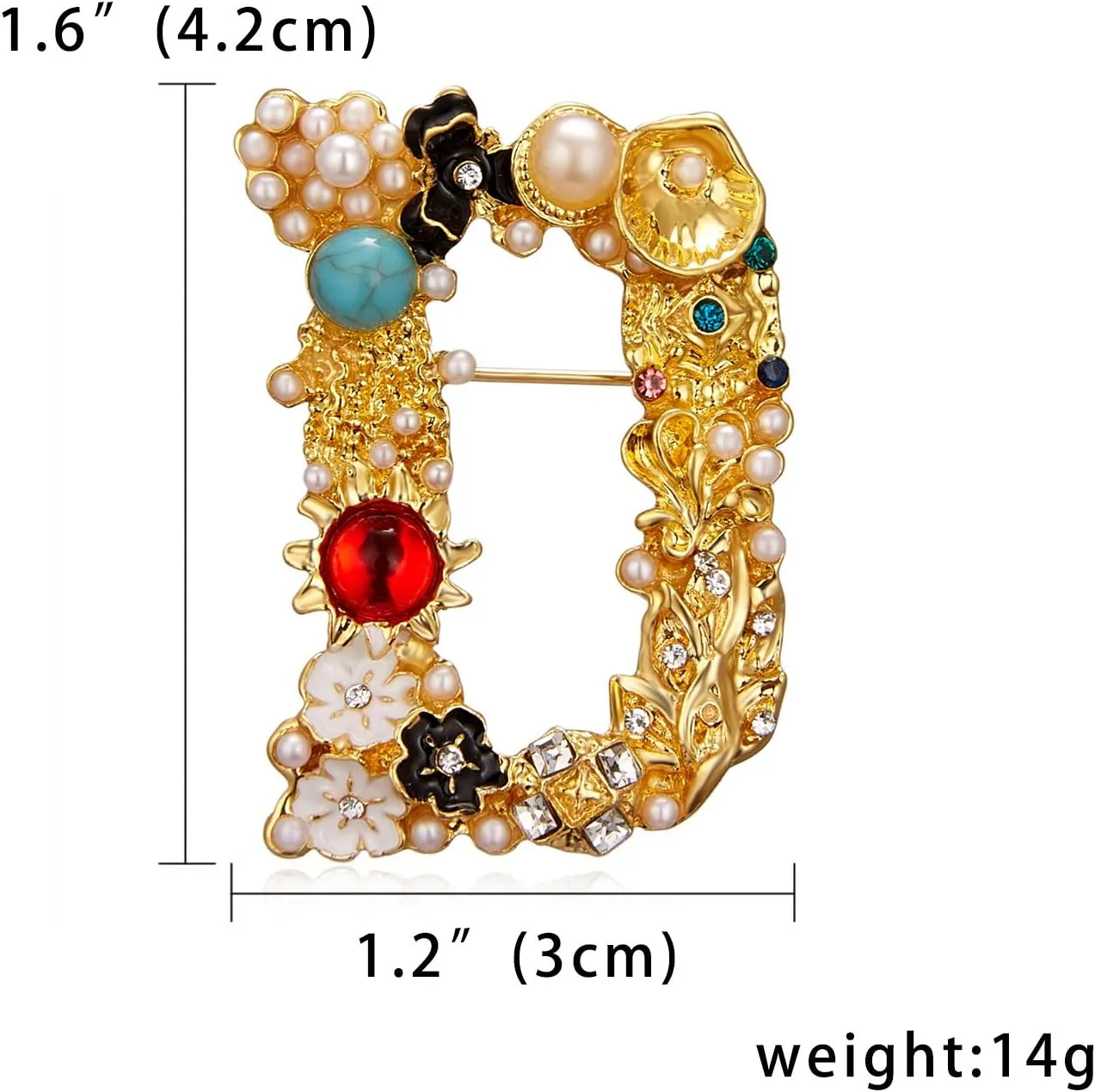 RINHOO Pearl Initial Brooch Pin Crystal A-Z 26 Alphabet Letters Brooch Colorful Enamel Breastpin Pin Jewelry for Women Gifts