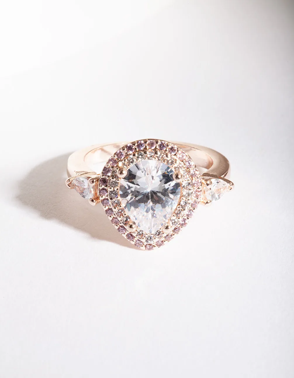Rose Gold Cubic Zirconia Teardrop Ring