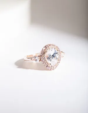 Rose Gold Cubic Zirconia Teardrop Ring