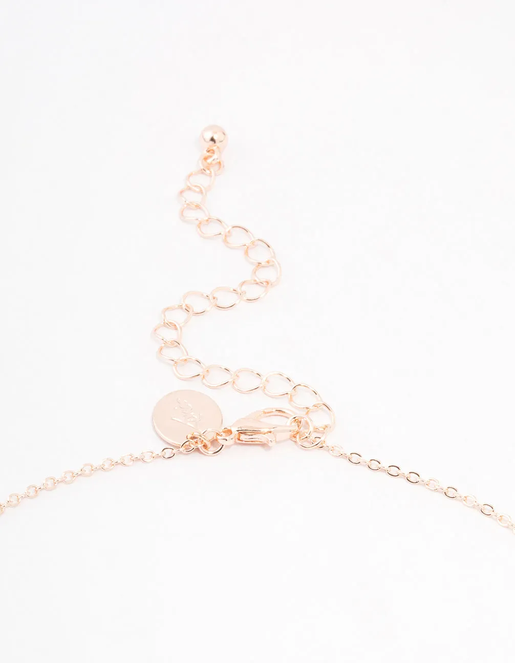 Rose Gold Plated Cubic Zirconia Baguette Heart Pendant Necklace