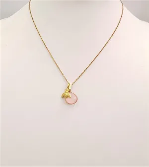 Rose Quartz with Bee Single Stone Pendant