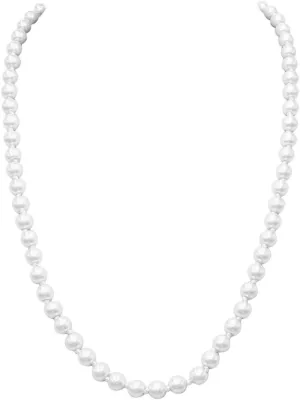 Rosemarie & Jubalee Women's Stunning Simulated Pearl Knotted Strand Necklace With Lobster Clasp
