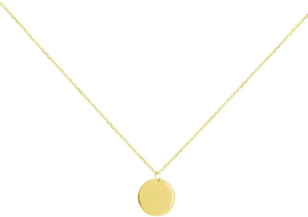 Round Gold Coin Pendant Necklace for Women Girls 925 Sterling Silver 18K Gold Plated Simple Small Full Moon Minimalist Geometric Disk Circle Chain Delicate Choker Jewelry BFF Fashion Gifts Box