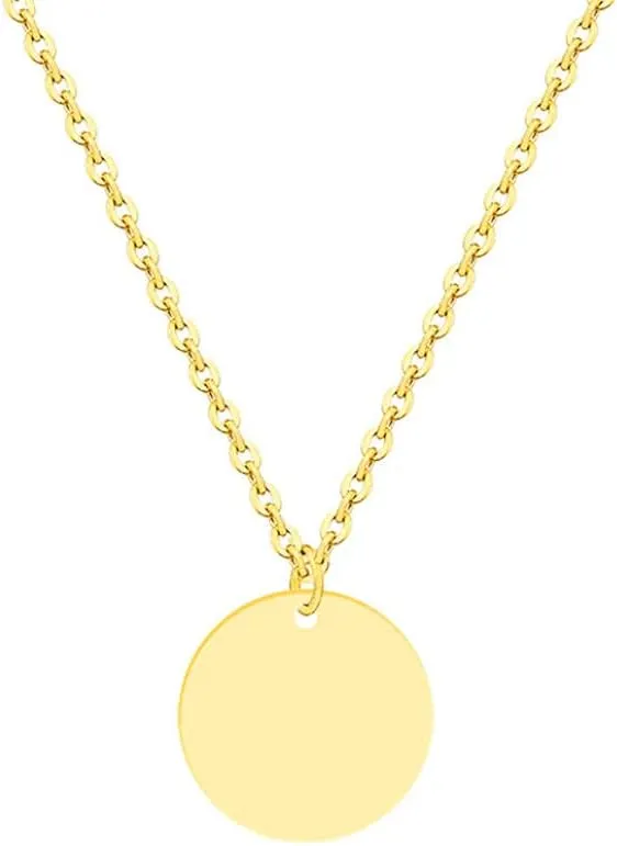 Round Stainless Steel Pendant Necklace with Custom Engraved Names and Date Personalized Text Included with Chain Gift for Lover