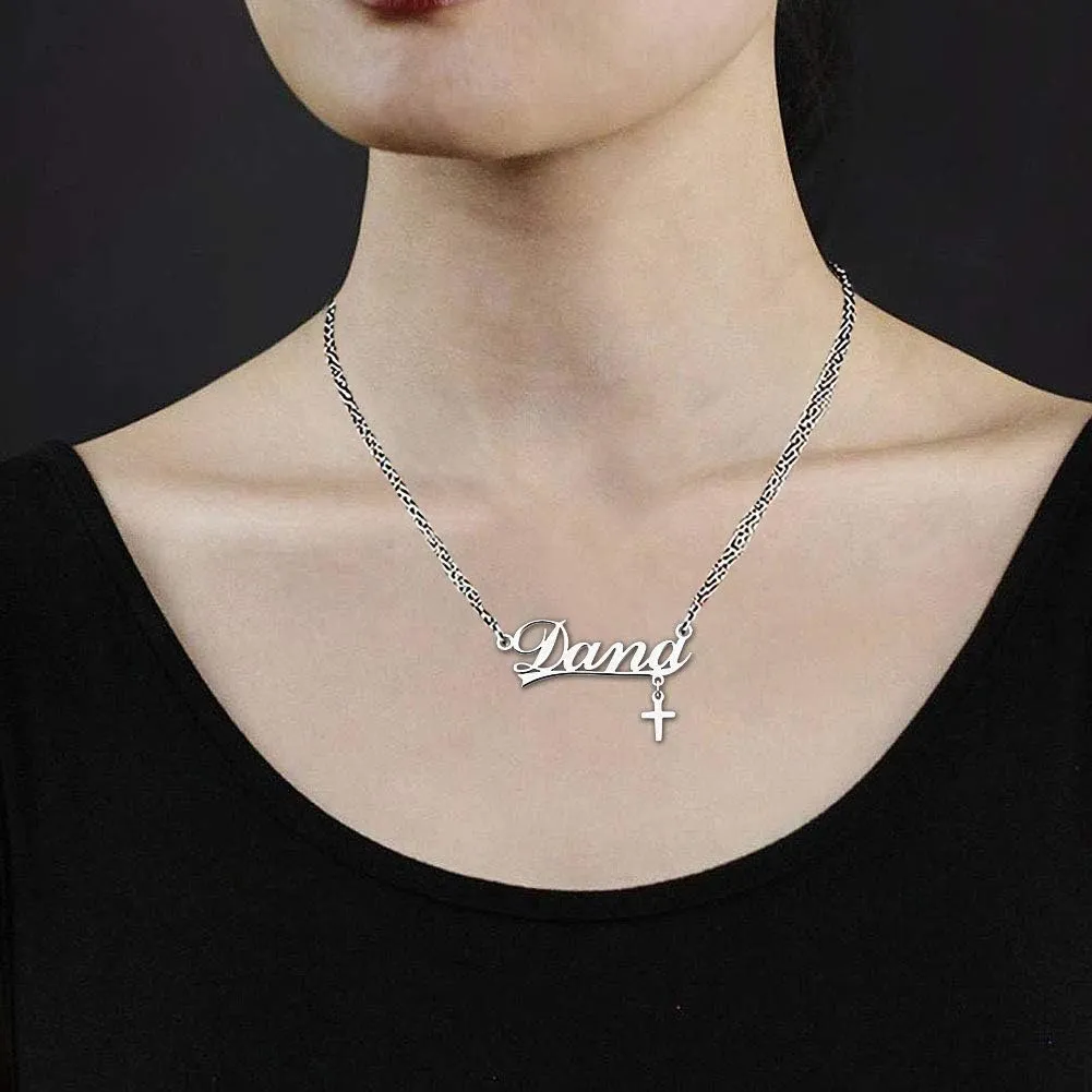 Roy Lopez Custom Personalized Name Necklace Cross 925 Sterling Silver Prime Pendant Jewelry for Women