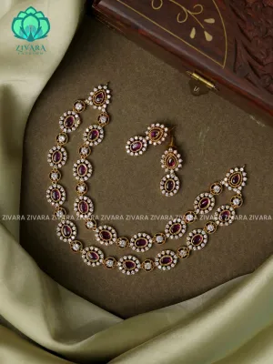 RUBY - TWO STEP- Traditional south indian premium neckwear with earrings- Zivara Fashion- latest jewellery design