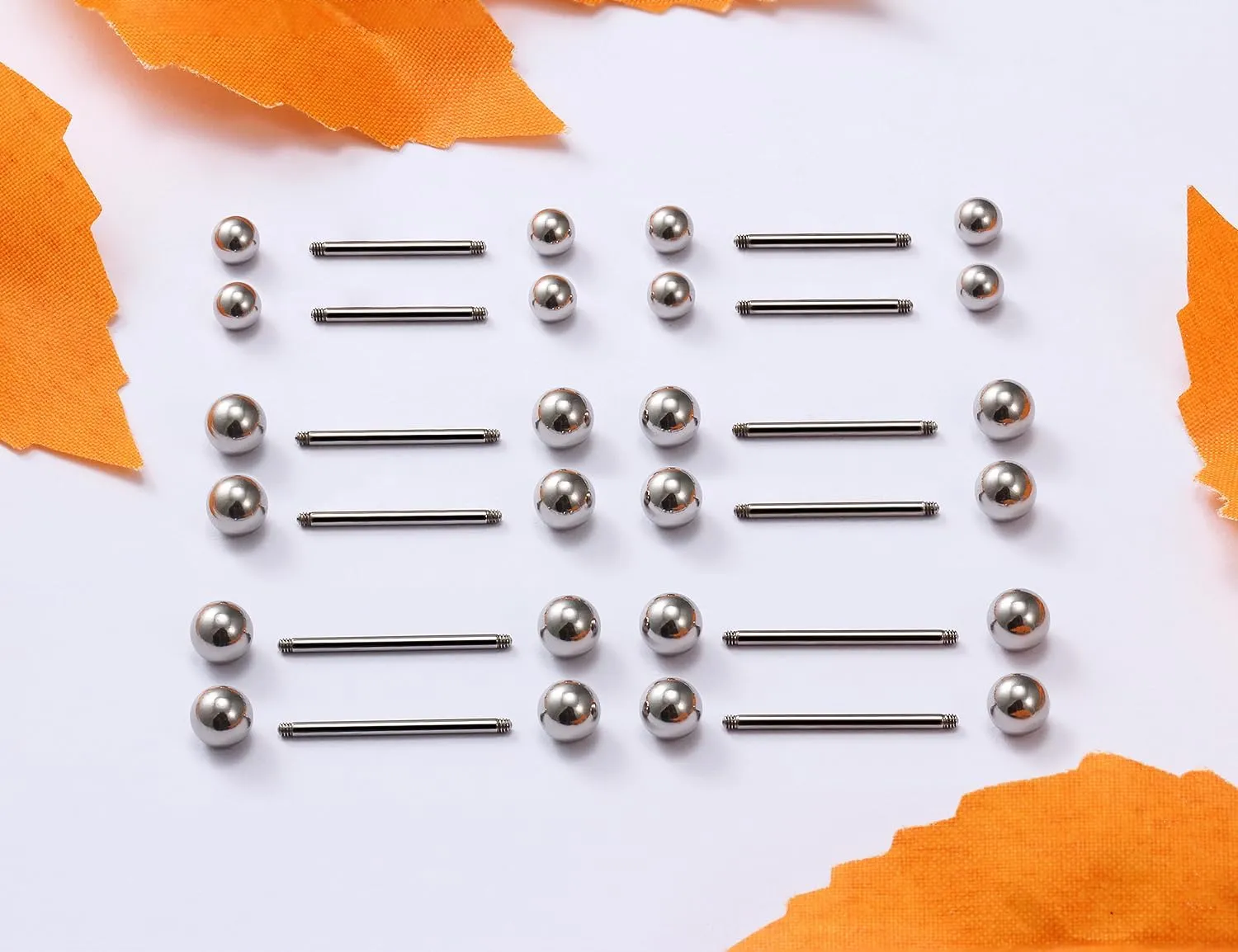 Ruifan 16G 14G Surgical Steel Shiny Ball Nipple Tongue Shield Ring Barbell Body Piercing Jewelry Retainer 12-16mm 12PCS