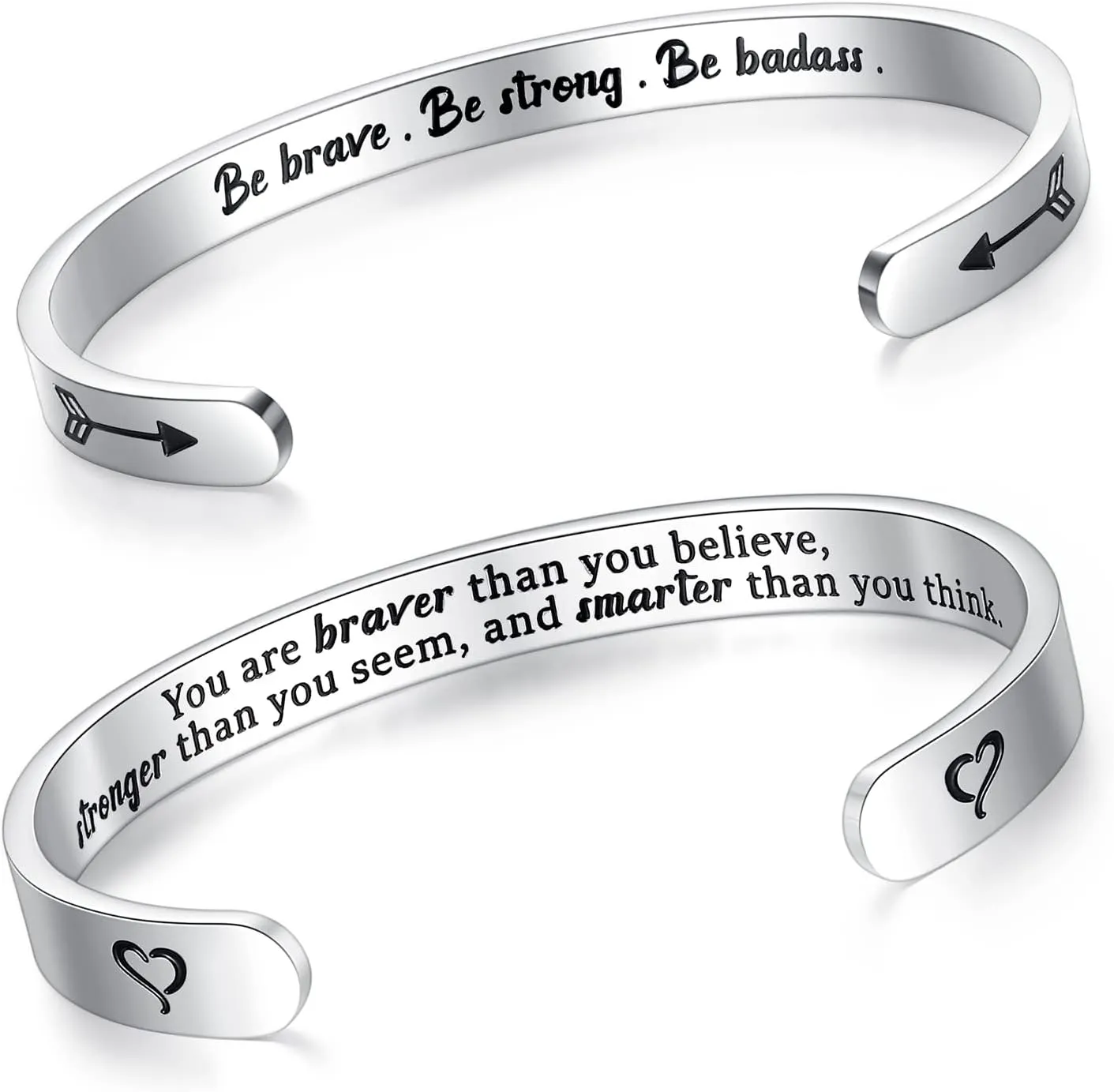SAM & LORI Set of 2 Bracelets for Women Teens Be Brave Be Strong Be Badass - You are Braver