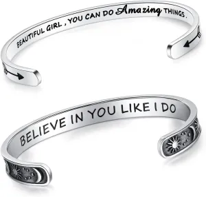 SAM & LORI Set of 2 Bracelets for Women Teens Beautiful Girl - Believe in You Like I Do
