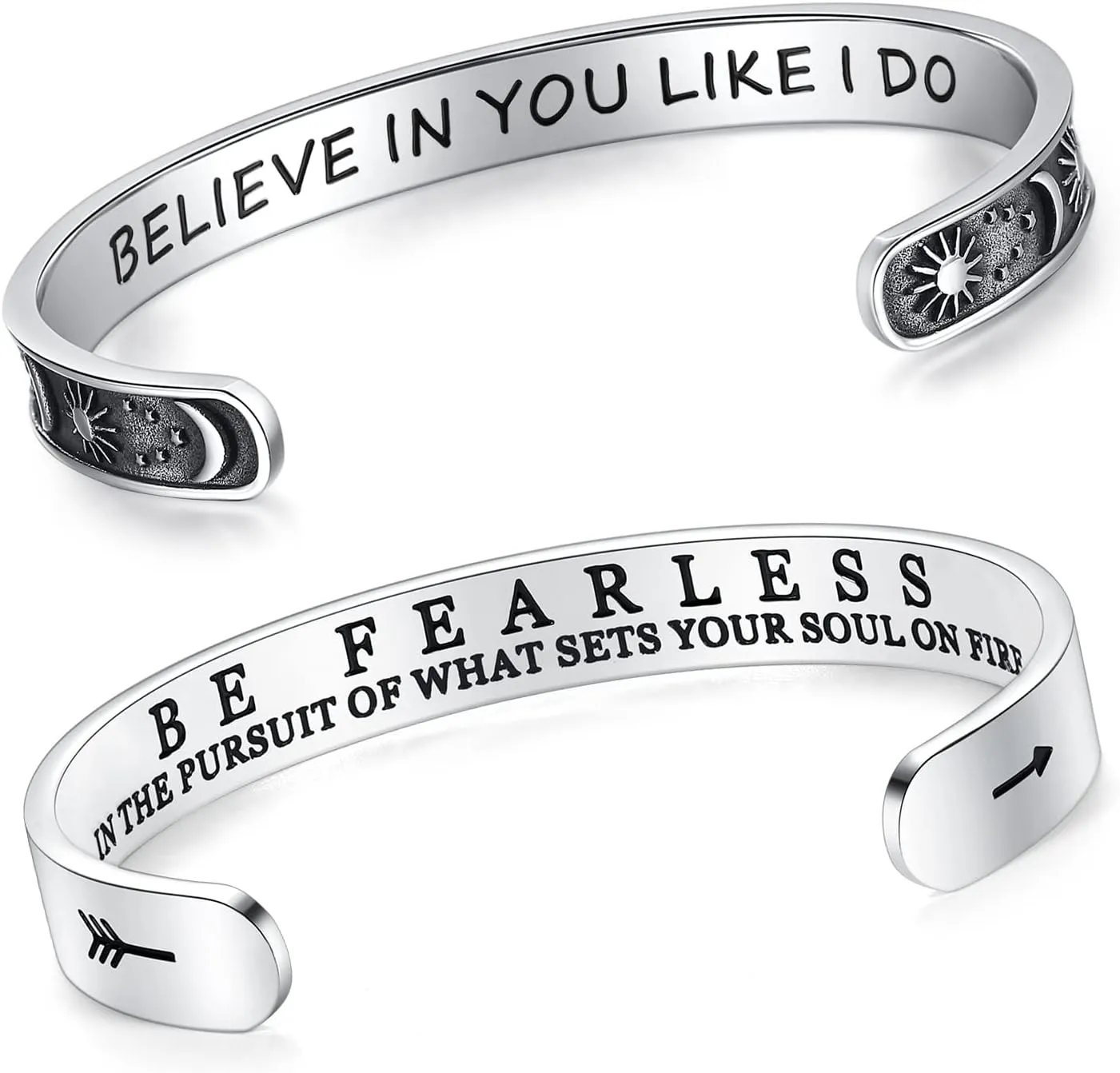 SAM & LORI Set of 2 Bracelets for Women Teens Believe in You Like I Do Sun Moon - Be Fearless