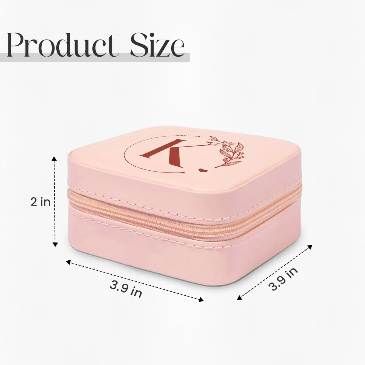 SANDJEST Personalized Jewelry Box, Pink Small Travel Jewelry Box with Initial K, Monogrammed Jewelry Case Organizer for Girls Women Teen, Mini Travel Essentials Gifts for Christmas Birthday