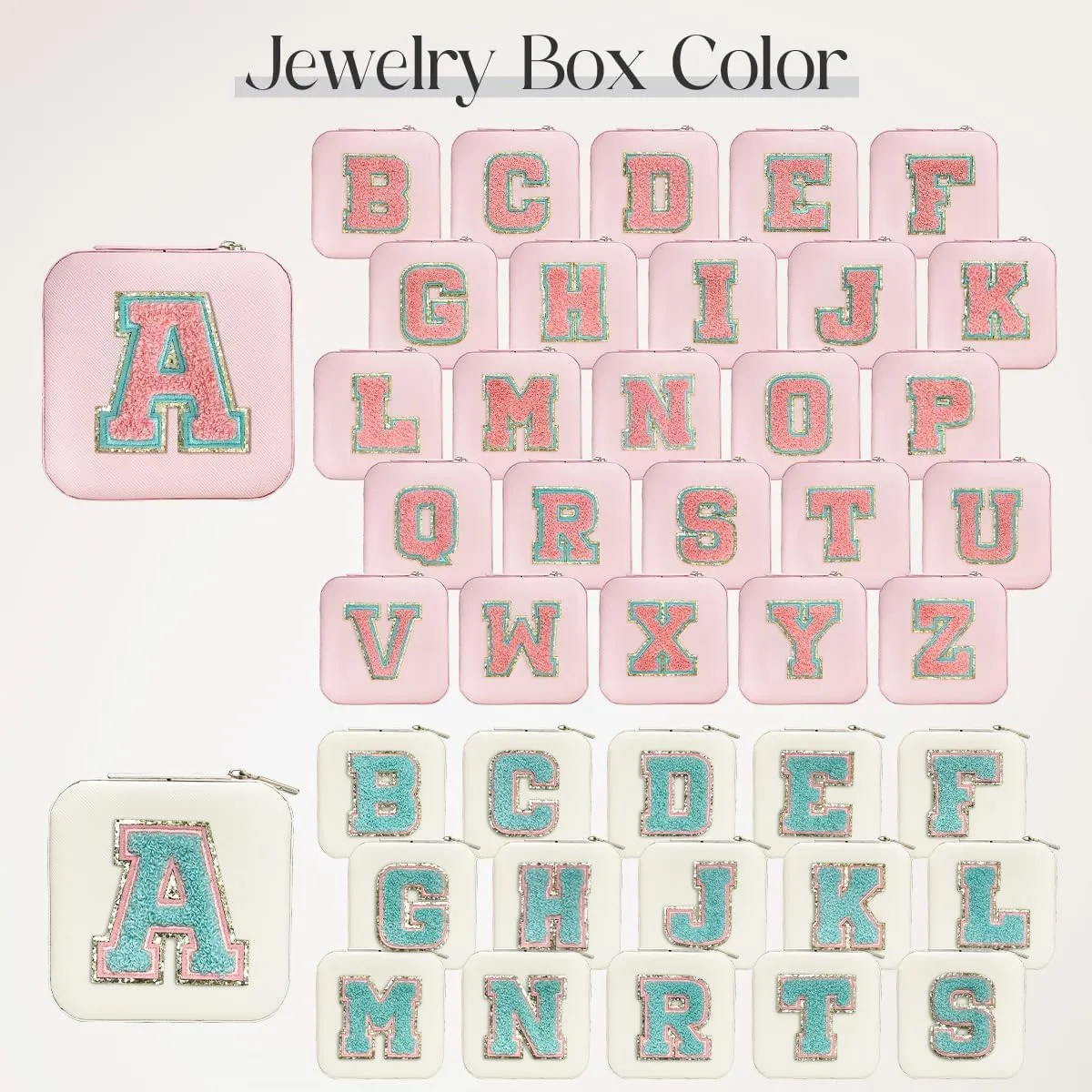 SANDJEST Personalized Jewelry Box, Pink Travel Jewelry Box with Initial M, Small Monogrammed Jewelry Case Organizer for Girls Women Teen Kids, Mini Travel Essentials Gifts for Birthday Christmas