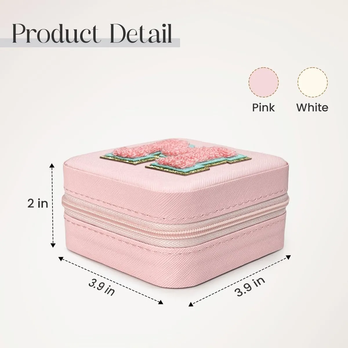 SANDJEST Personalized Jewelry Box, Pink Travel Jewelry Box with Initial M, Small Monogrammed Jewelry Case Organizer for Girls Women Teen Kids, Mini Travel Essentials Gifts for Birthday Christmas