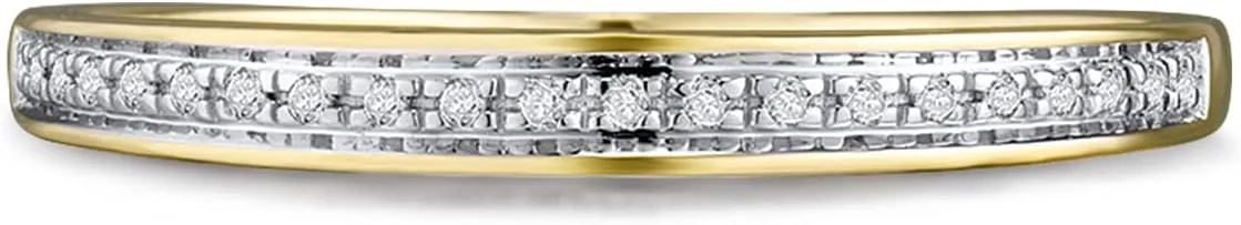 Santuzza 10K Solid Gold Genuine Diamond Dainty Stacking Band Ring for Women