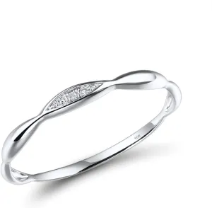 Santuzza 10K Solid Gold Genuine Diamond Dainty Twisted Stacking Ring for Women