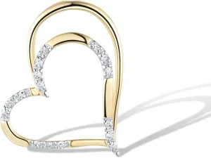 Santuzza 10K Solid Gold Heart Shape Genuine Diamond Dainty Pendant Without Chain for Women