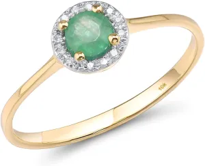 Santuzza 10K Solid Gold Solitaire Gemstone Genuine Diamond Dainty Ring for Women