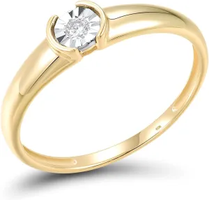 Santuzza 10K Solid Gold Solitaire Miracle Plate Genuine Diamond Ring for Women