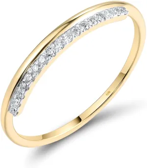Santuzza 10K Yellow Solid Gold Row Genuine Diamond Dainty Ring for Women