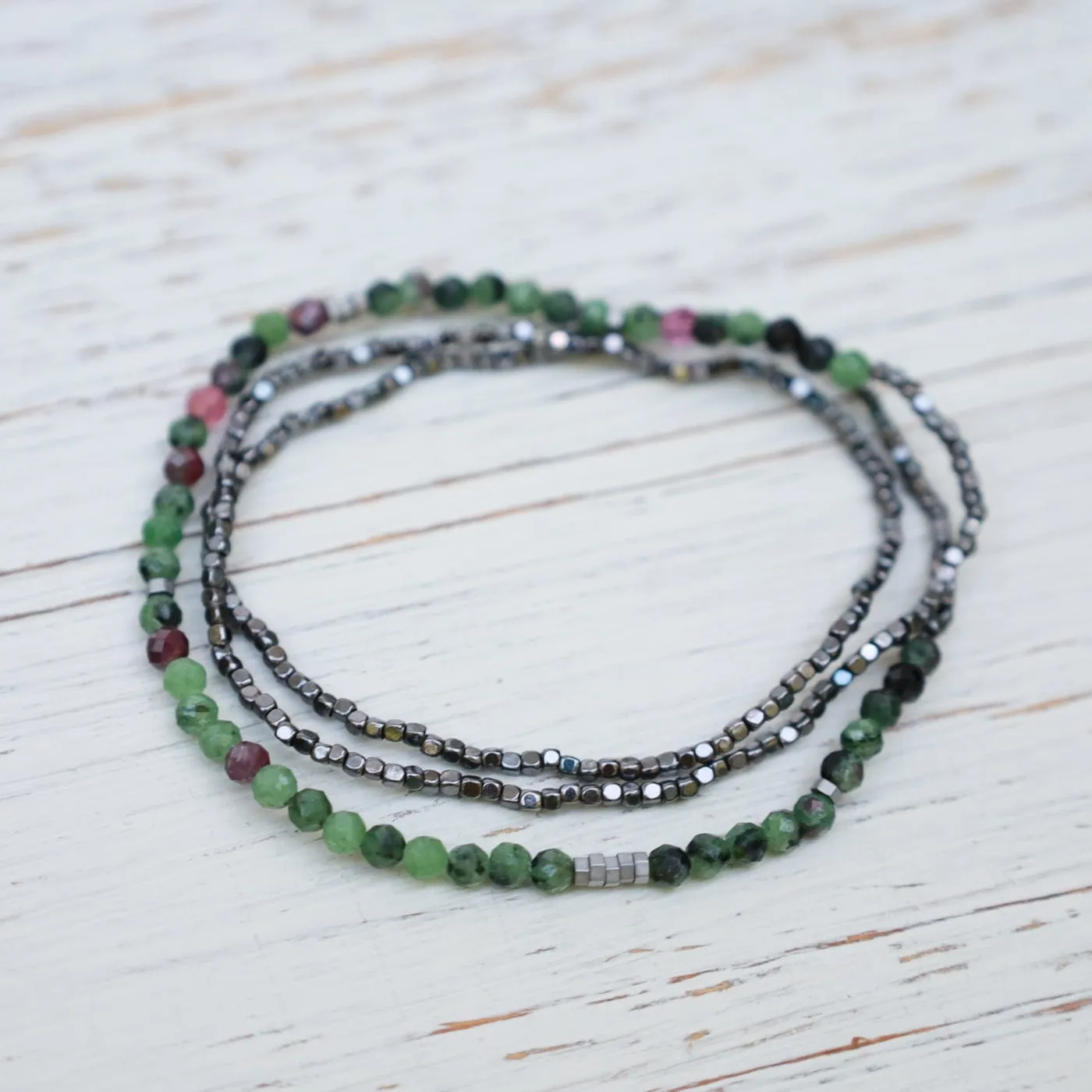 Scout Delicate Ruby Zoisite Wrap Bracelet and Necklace