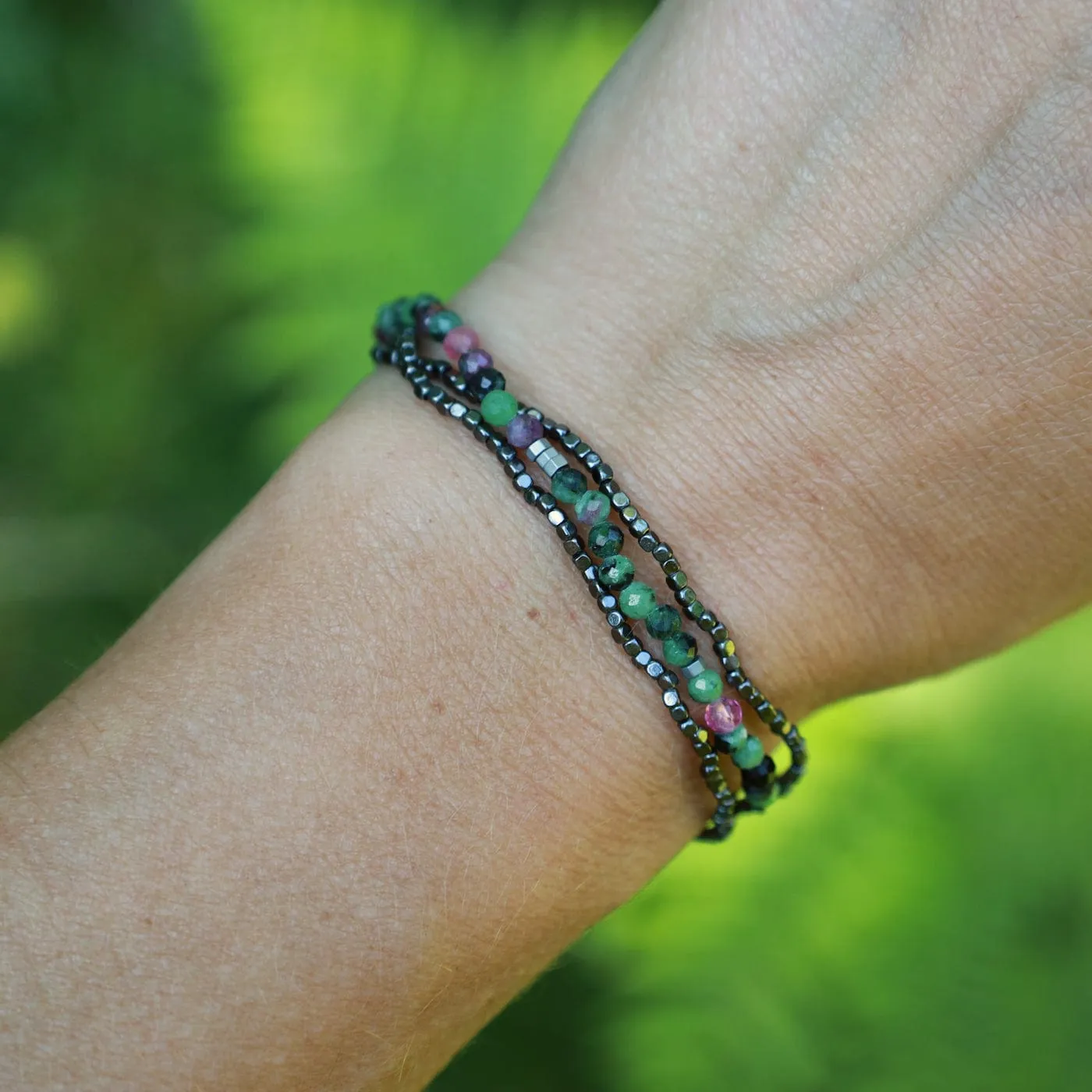 Scout Delicate Ruby Zoisite Wrap Bracelet and Necklace