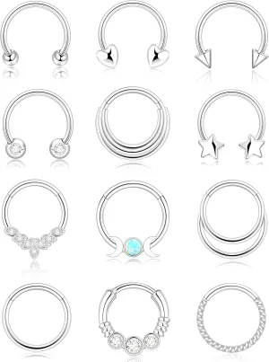 Septum Rings 16g Gold Plated Septum Piercing Nose Ring for Women Clicker Daith Piercings v
