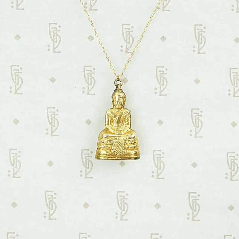 Serene Gold Meditation Buddha Pendant