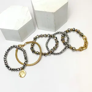 Set of Five | City Dreamer Gold Tone Bracelet Set in Silver Tone