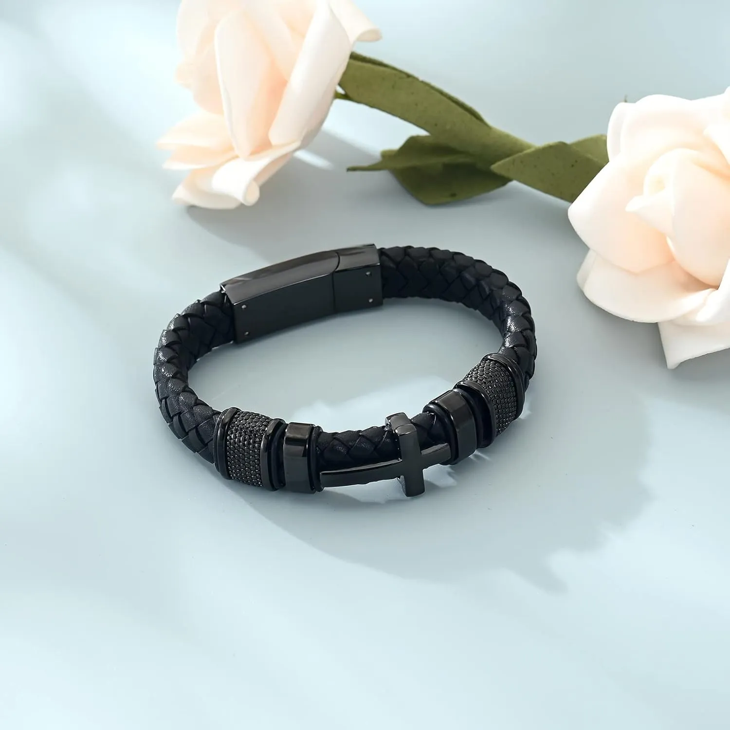 shajwo Cremation Jewelry Cross Urn Bracelet for Ashes for Women Men Keepsake Memorial Cuff Bracelet