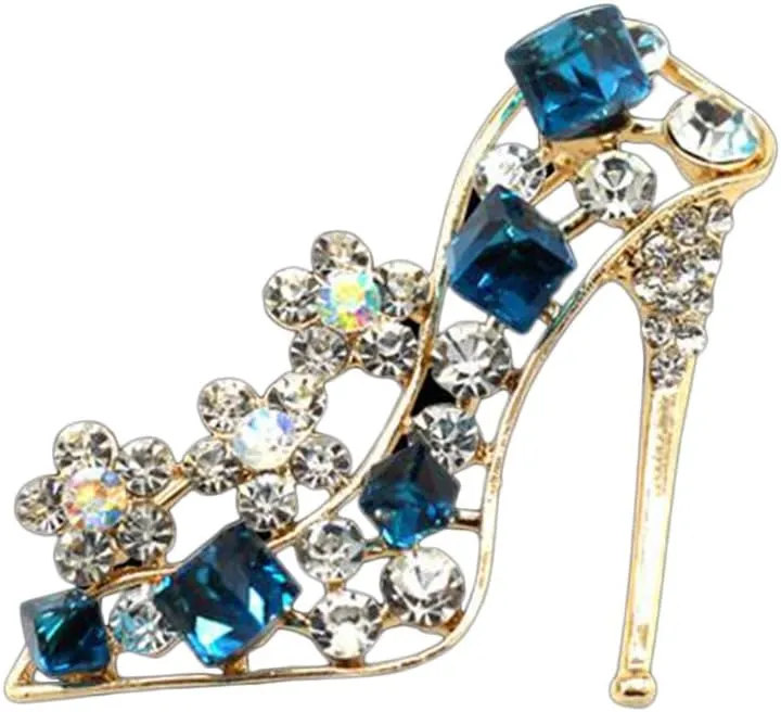 Shuiniba High Heels Shoes Shape Brooch Pin for Women Brides Created Brooch Size 4.23.9cm