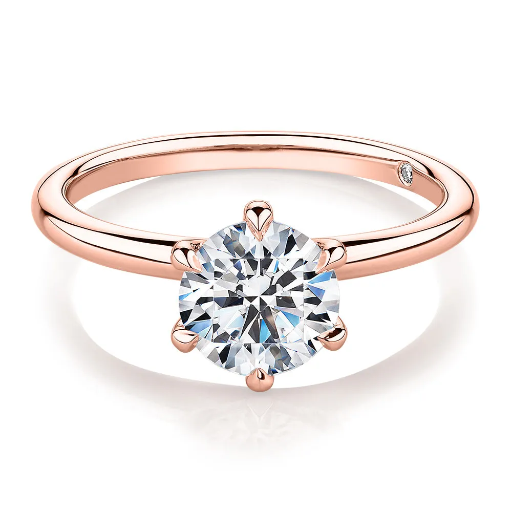 Signature Simulant Diamond 1.50 carat* round brilliant solitaire engagement ring in 14 carat rose gold