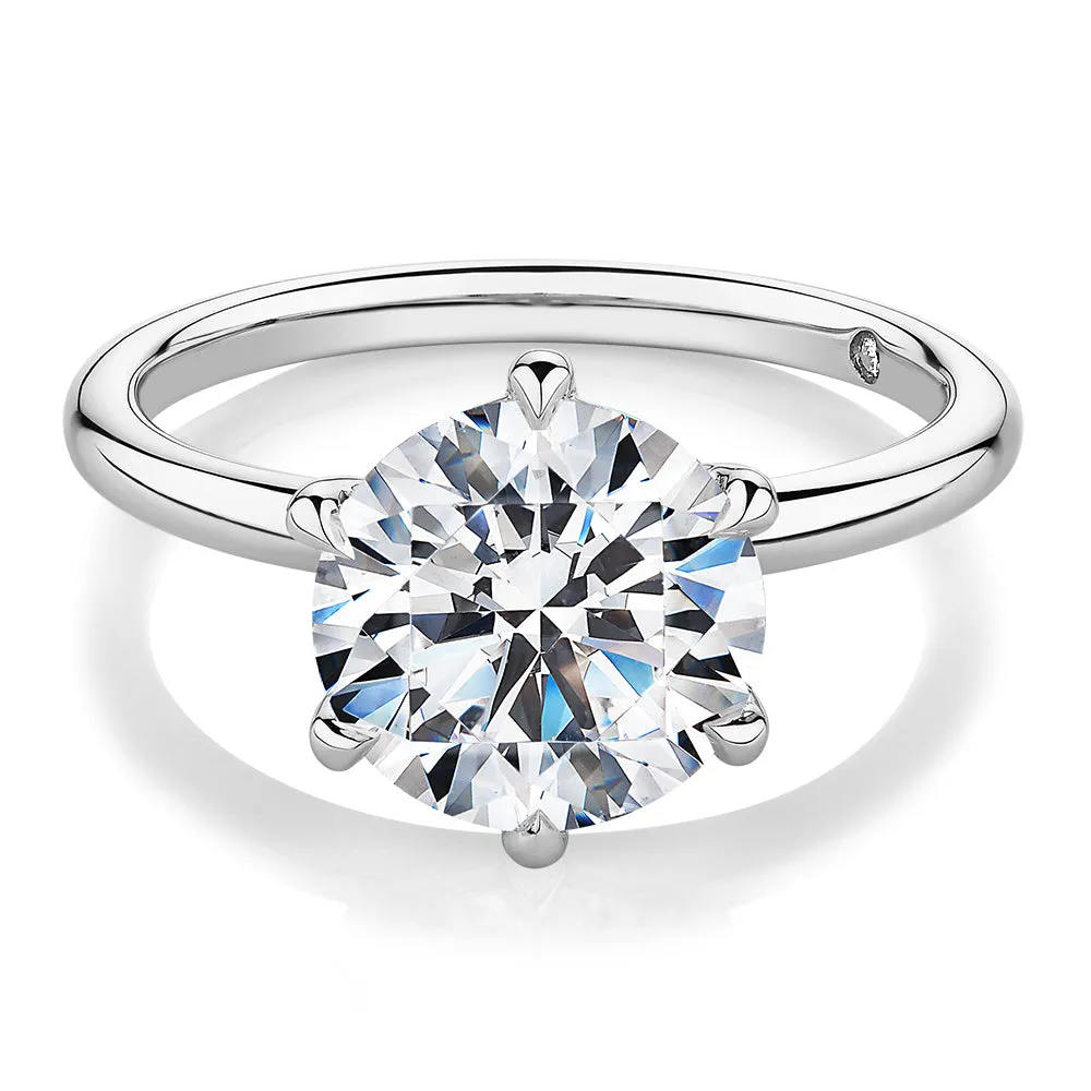 Signature Simulant Diamond 3.00 carat* round brilliant solitaire engagement ring in 14 carat white gold