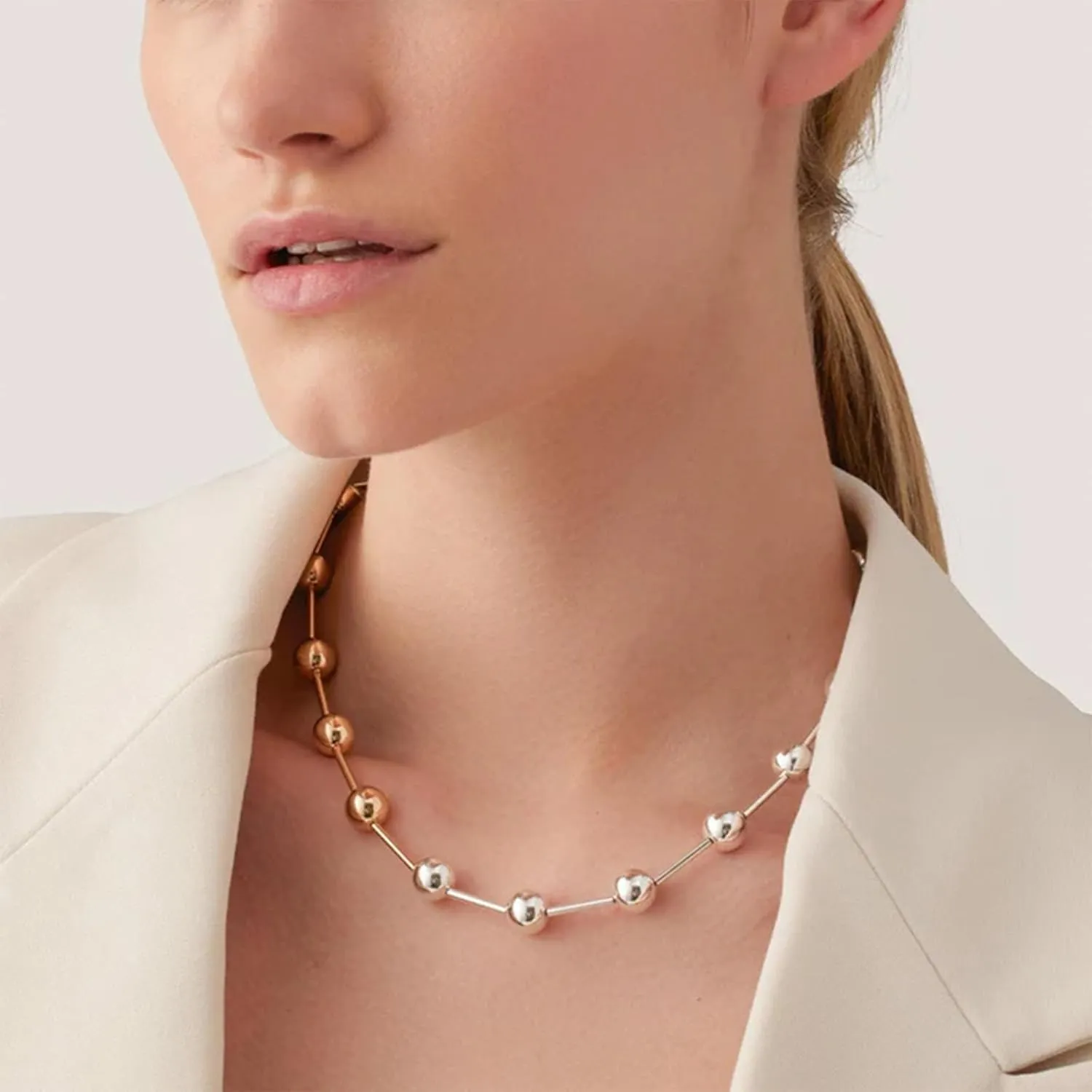 Silver and Gold Chain Necklace for Women Trendy Two Tone Simple Jewelry