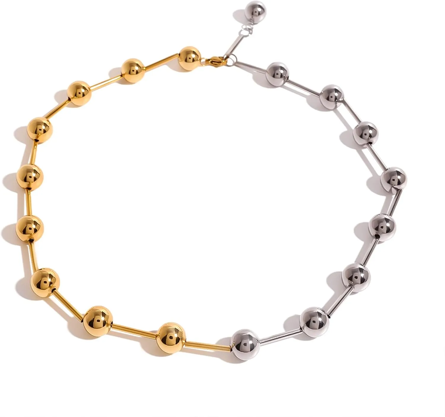 Silver and Gold Chain Necklace for Women Trendy Two Tone Simple Jewelry