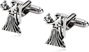 Silver Black Cufflinks for Men Unique Stainless Steel Cufflink, Virgo Mens Cuff Links Jewelry Gift for Men