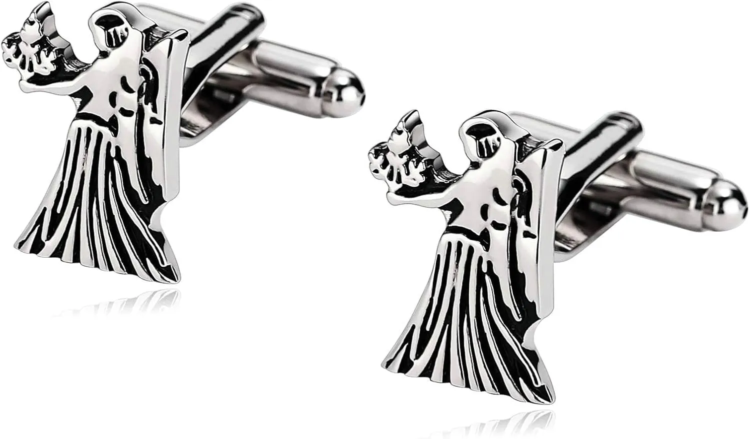Silver Black Cufflinks for Men Unique Stainless Steel Cufflink, Virgo Mens Cuff Links Jewelry Gift for Men
