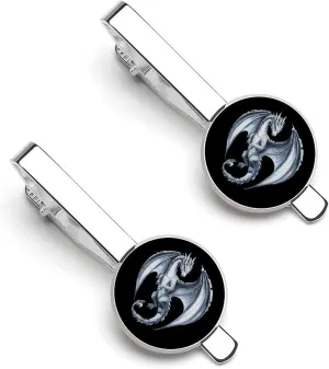Silver Dragon Mens Tie Clips Pin Unique Tie Bars for Wedding Anniversary Holiday Gifts 5.5x2.2cm